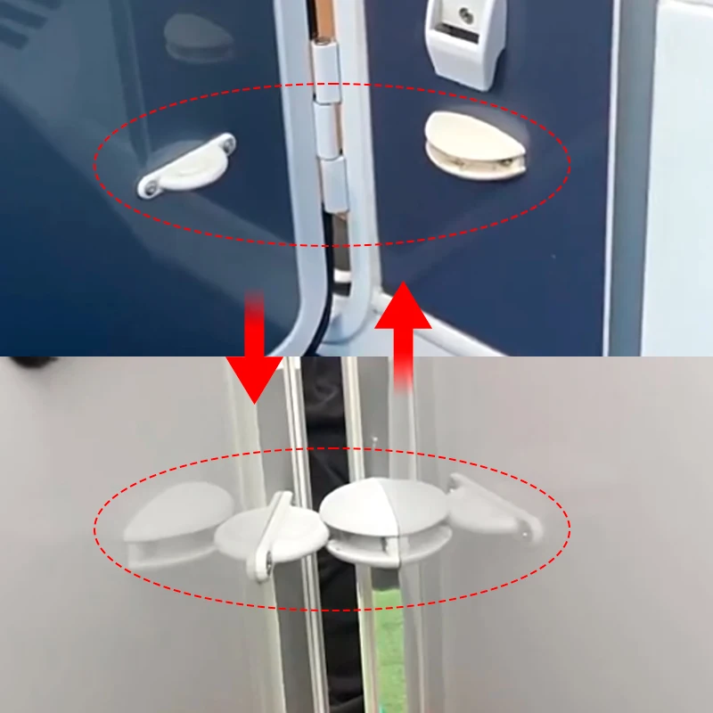 RV anti-collision door fixing buckle hatch stopper half round accessory 5 wheels camping caravan trailer cabin rv door retainer kit magnetic door catch tailgate door holder