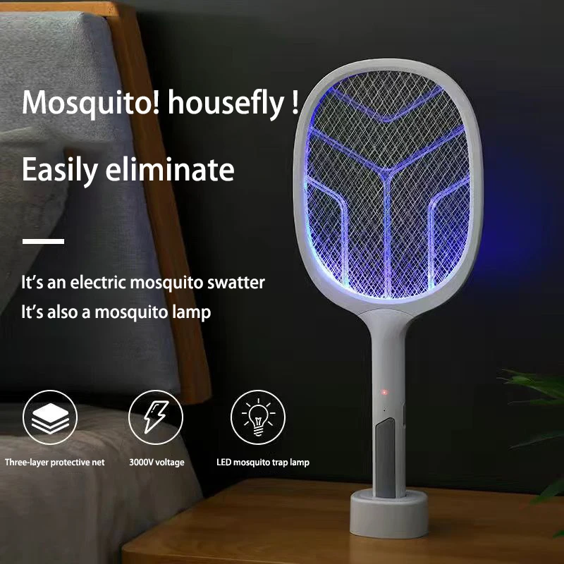 

Electric Mosquito Swatter Rechargeable New Two In One Household Safety Super Mosquito Killing Lamp Lithium Battery