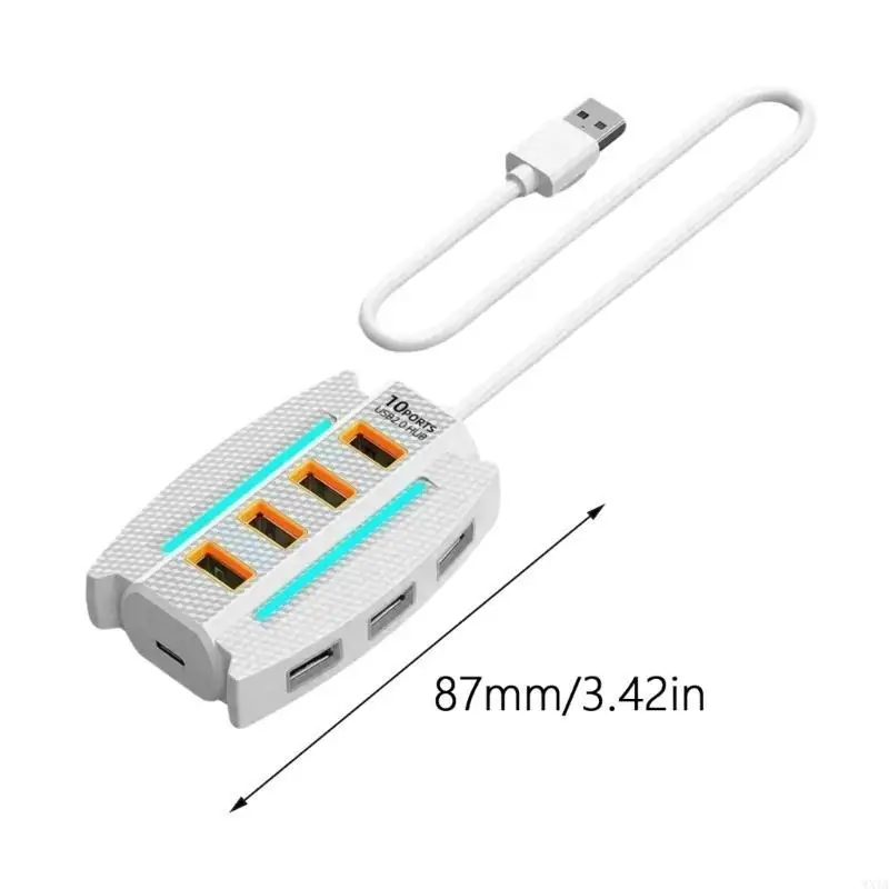 WXTA USB Docking Station 10 Port USB 2.0 Hub Expansion Dock Data Transfer Expander