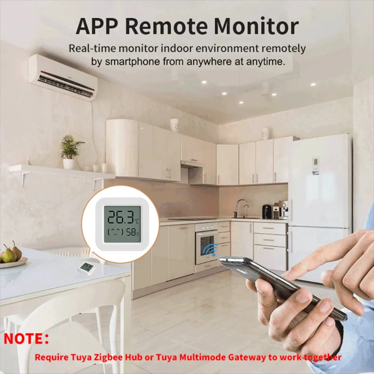 Temperature Humidity Sensor Mini Zigbee Compact Design Long-lasting Batteries For Smart Home Automation Systems