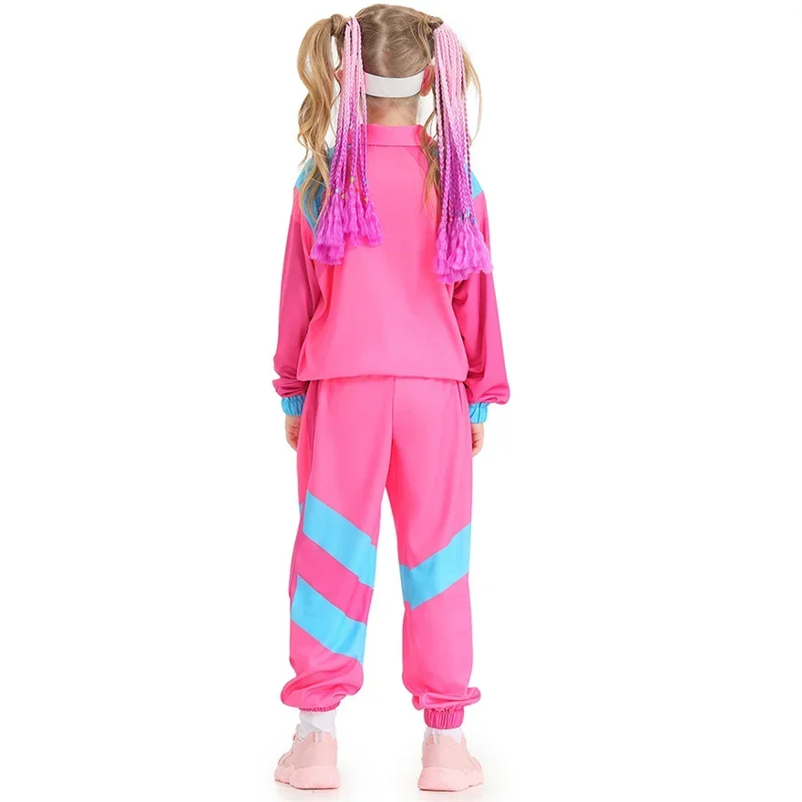 Children Carnival Hippie Cosplay Vintage Party 70s 80s Rock Disco Outfits Stage Performance Baseball Suit Kids Halloween Costume