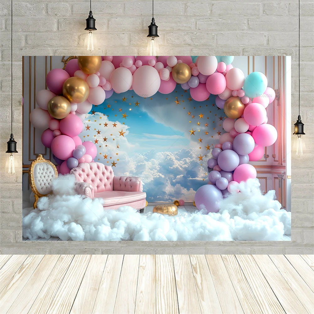  소녀의 1 생일 배경 사진 성  공주 샤워 파티 배경 사진 사진 스튜디오 촬영 소품