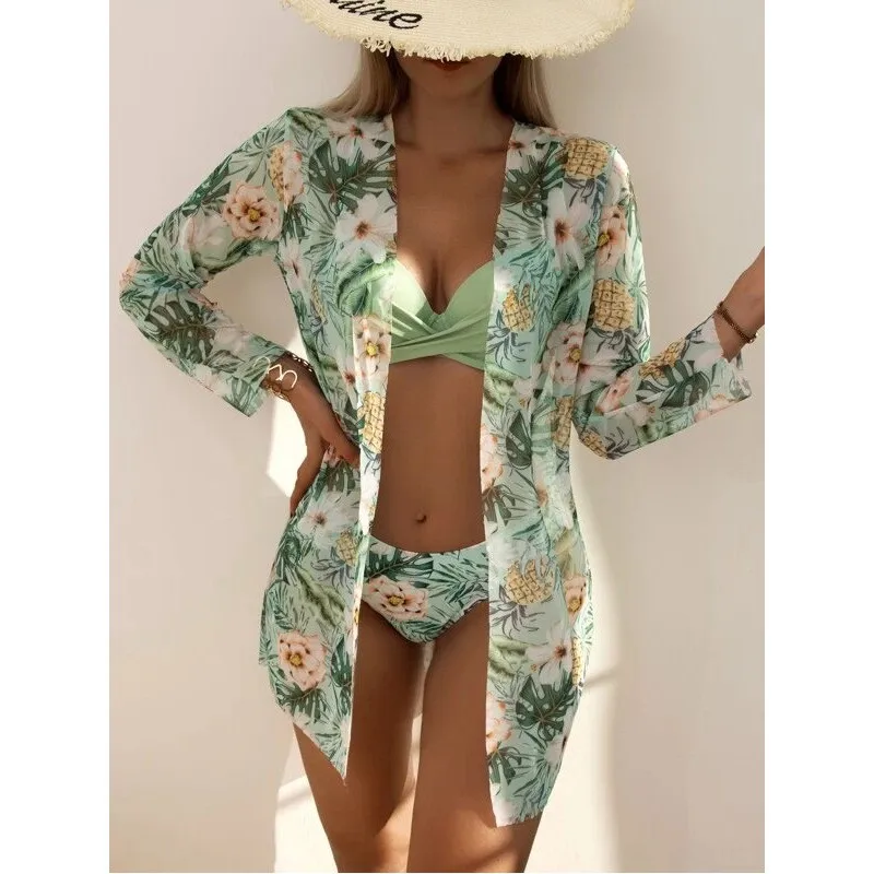 Summer 2024 Print Push Up One Piece Swimsuit With Beach Skirt V Neck Swimwear Women Beachwear Bathing Suit Vintage Monokini
