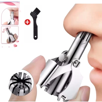 1pcs Portable Stainless Steel Nose Hair Trimmer For Men/Women Manual And Washable Ear And Nose Hair Remover Shaver With Precisio