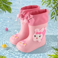 Children's Mid-Calf Rain Boots Waterproof Non-Slip Shoes for Boys And Girls Aged 6-12 Toddler Water Boots Kids Rain Shoes