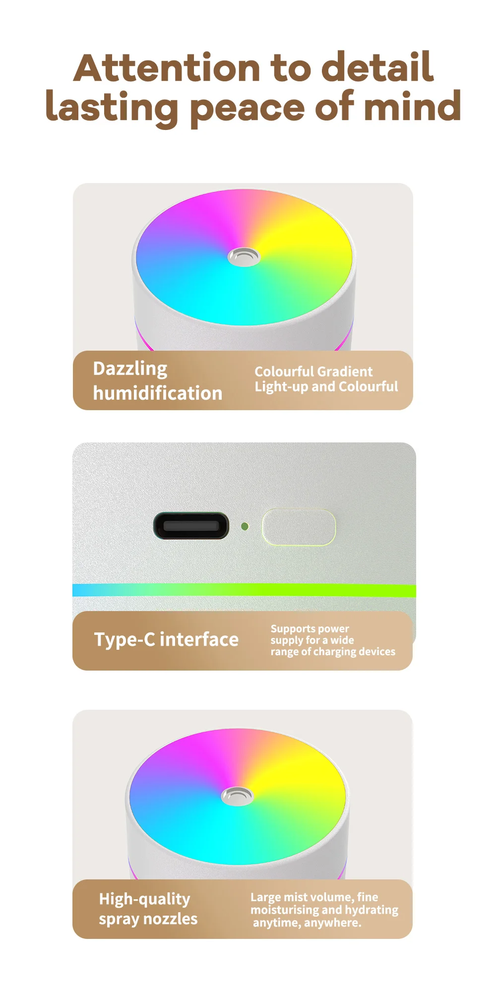 180ml Aromatherapy diffuser Humidifier Aromatherapy essential oil Air purifier Sleeping car carrying home LED 7 color light