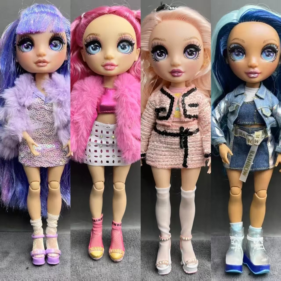 Original 28cm Rainbow Big Sister Fashion Dress up Doll Small Fragrant Fur Style Clothes Girl Holiday Gift Toy