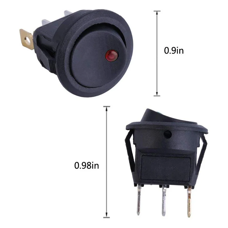 20pcs On-Off Control Push Button Switch 3 Pin 12V 20A Car Truck Rocker Round Toggle LED Switch