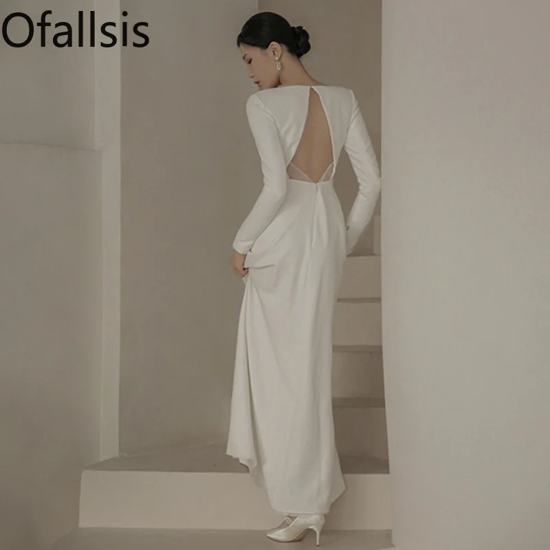 

Ofallsis Engagement French Style Light Wedding Dress Ladies High End 2024 Spring Simple Gentle Style Open Back New Chinese Style