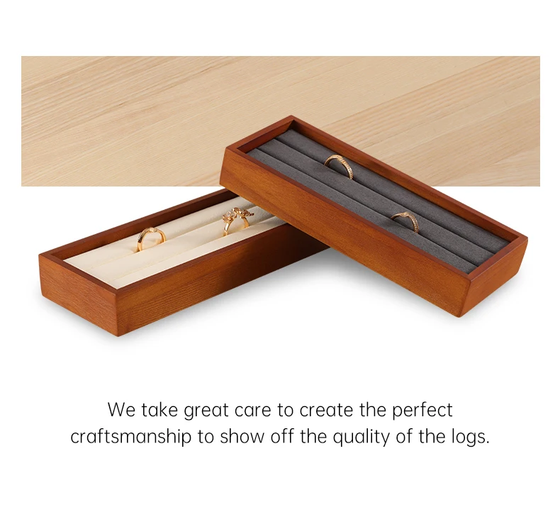 Ring Display Tray Wooden Ring Storage Stand with Microfiber Organizer | Jewelry Display... - SKU RDT00855 - UGI Packaging