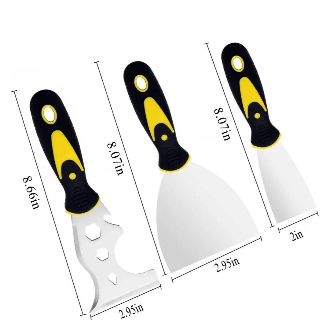 15 in 1 Multi Use Putty Knife Stainless Steel Paint Scraper Removal Construction Tool for Wallpaper Can Opener Home DIY
