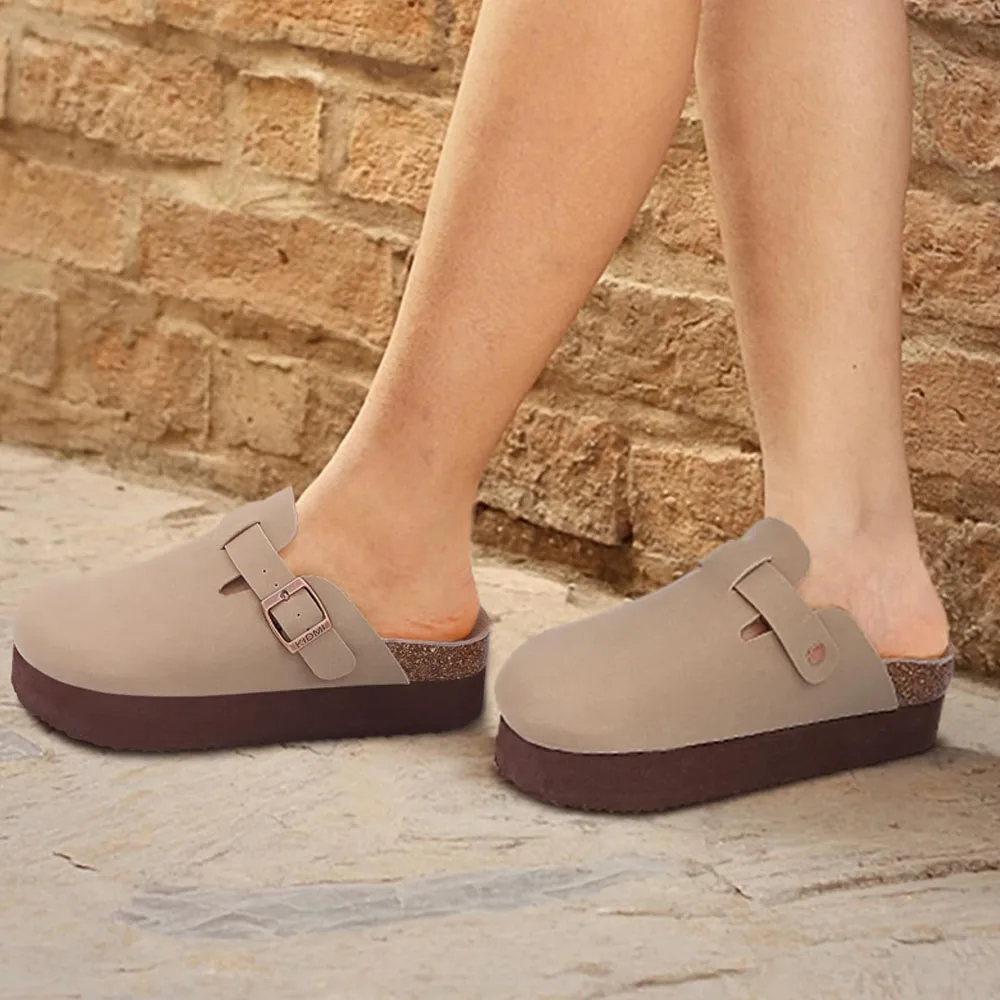 Comwarm Classic Thick Sole Mules Slippers Women Cork Footbed Platform Clogs Sandals Female Fashion Outdoor Slip On Beach Shoes