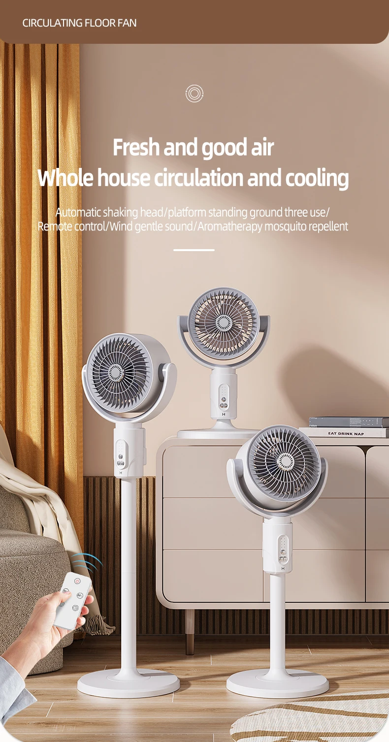 Description Picture 2 of itemAir Turbine Circulation Fan Floor-standing Fan 5-gear Adjustable Air Circulating Fan Adjustable Height Timing Control Rechargeab