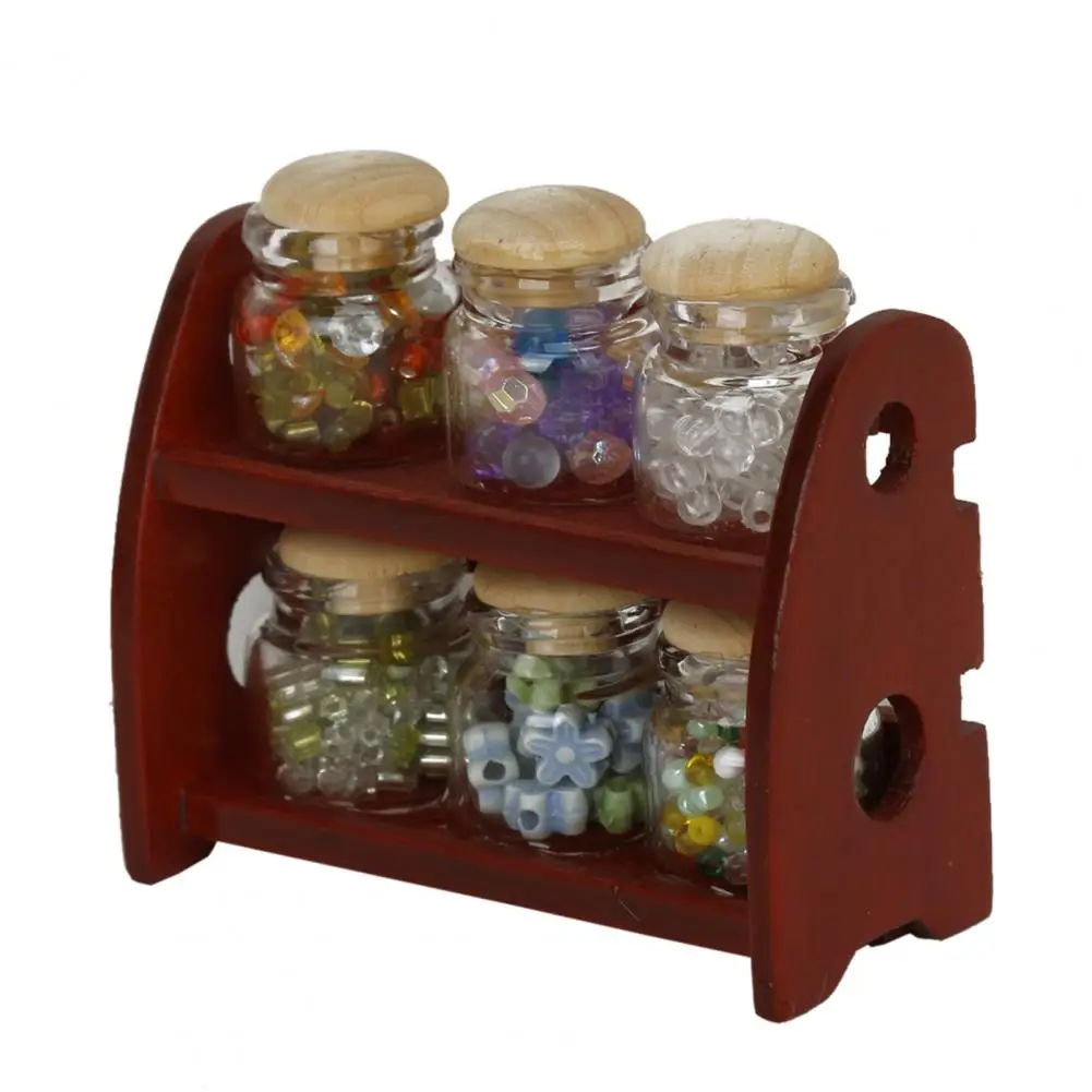 

Стеллаж для приправ для кукольного домика, новинка, украшение, имитация высокой температуры для кухни, мини-приправа стойка для банок Mini