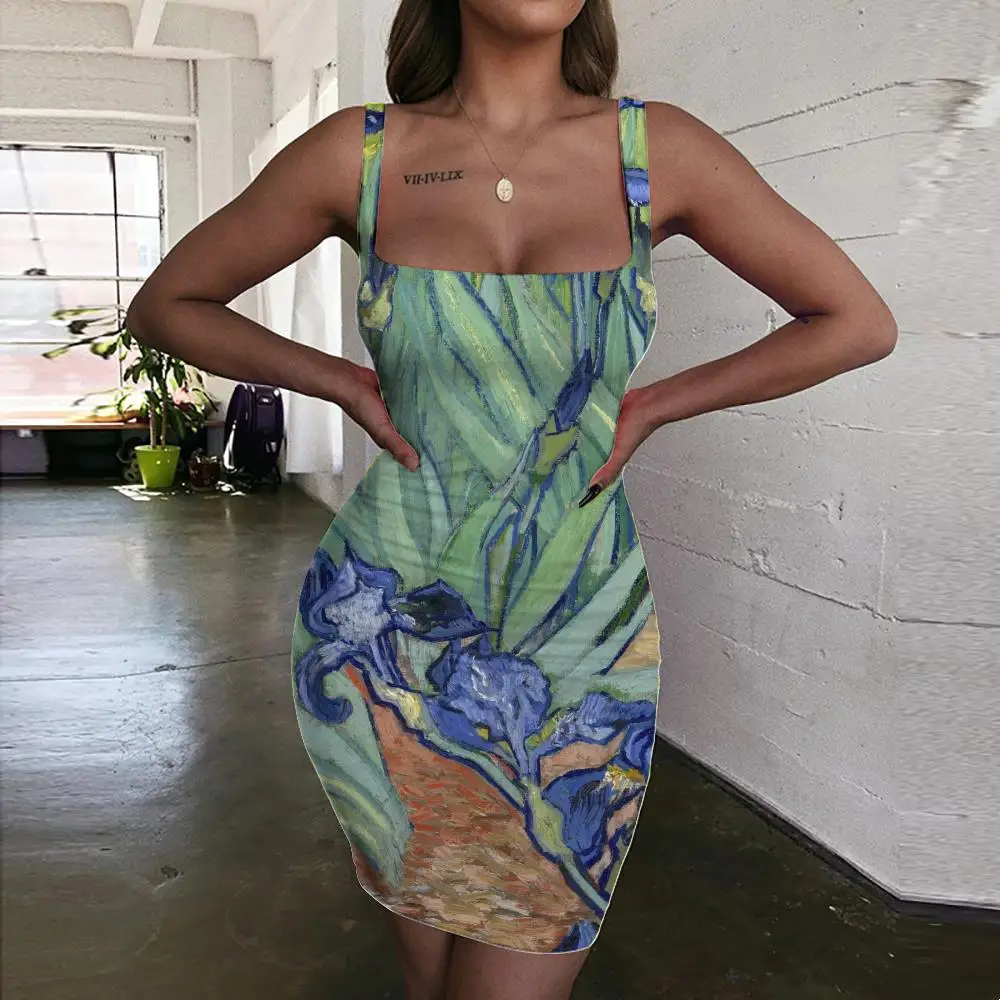 

KYKU Brand Flower Dress Women Colorful Vestido Sexy Painting 3d Print Art Sundress Ladies Dresses Womens Clothing Mini Evening