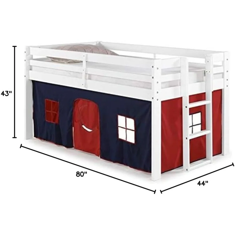 Jasper Twin Junior Loft Bed with Playhouse Tent Storage Features Durable Polyester Frame Ideal Kids Bedroom Space Saving 4