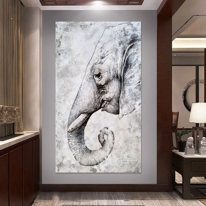 

Hotel Corridor Decoration Abstract Animal Picture Canvas Art, Unframed Wall Hanging Murals Acrylic Painting Poster, For Home