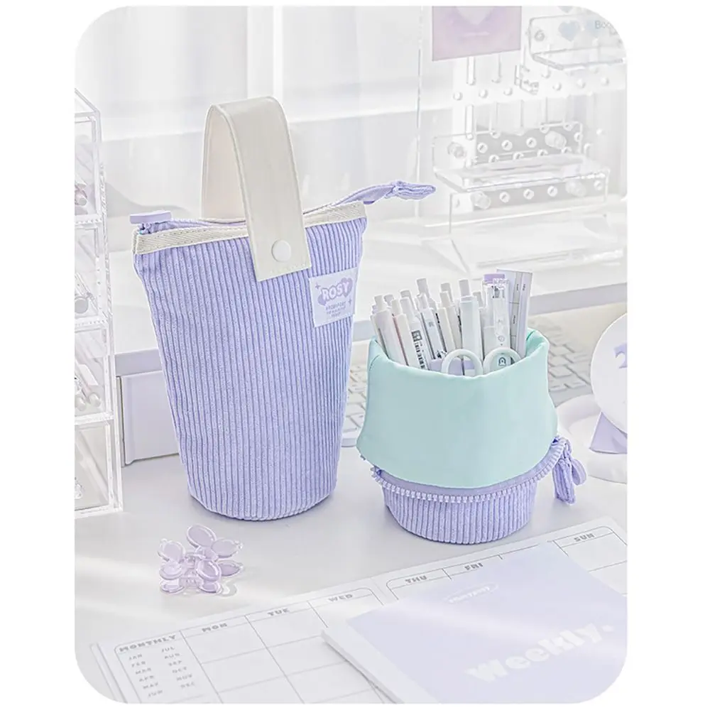 Kawaii Pastel Collection Corduroy Bucket Pencil Case
