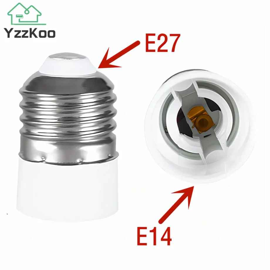 

YzzKoo E27 To E14 Lamp Holder Converter E14 Lamp Socket Adapter E27 Lamp Base Fireproof Material Screw Mouth Lamp Socket Changer