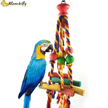 Bird Perches Chew Toy Funny 코튼 로프 앵무새 장난감, 물린 방지 새 찢어짐 왕관 훈련 장난감 Jouet Pour Perroquet BW