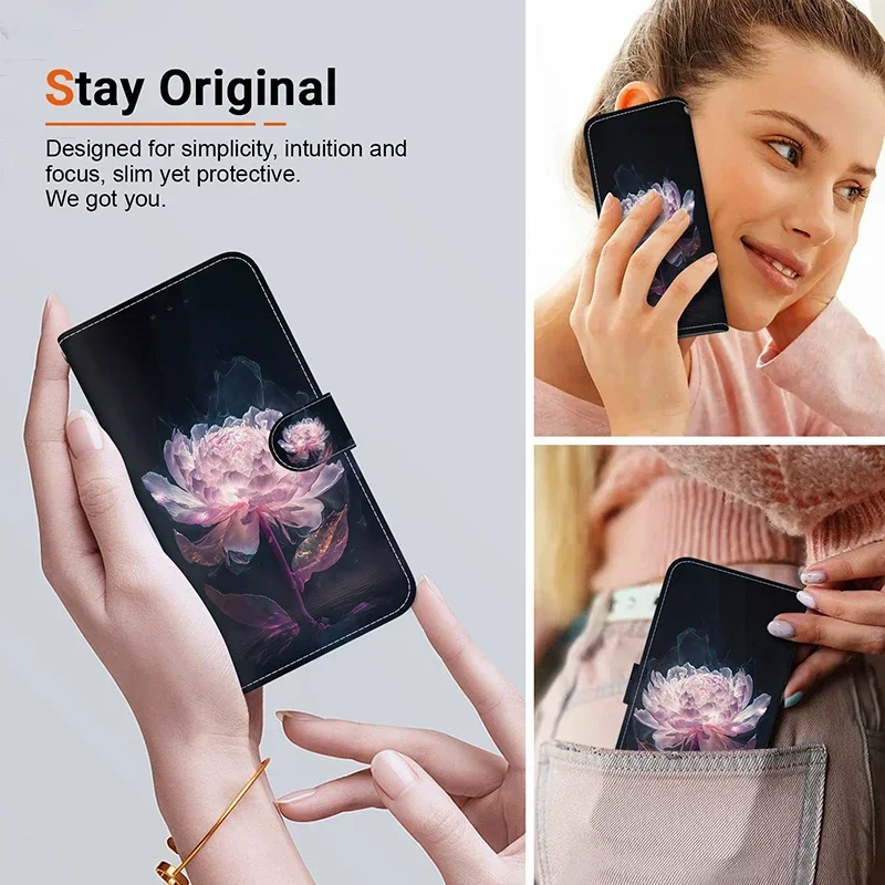 Stylish Stand Flip Wallet Case with Painted Pattern