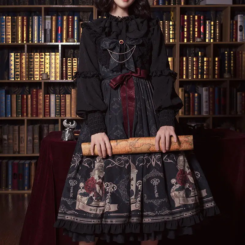 Lolita JSK Dress Nightingale and Rose Gothic Style Dark Vintage Victorian Princess Party Sleeveless lolita dress lolita suspender dress suspender dress lolita skirt gothic gowns