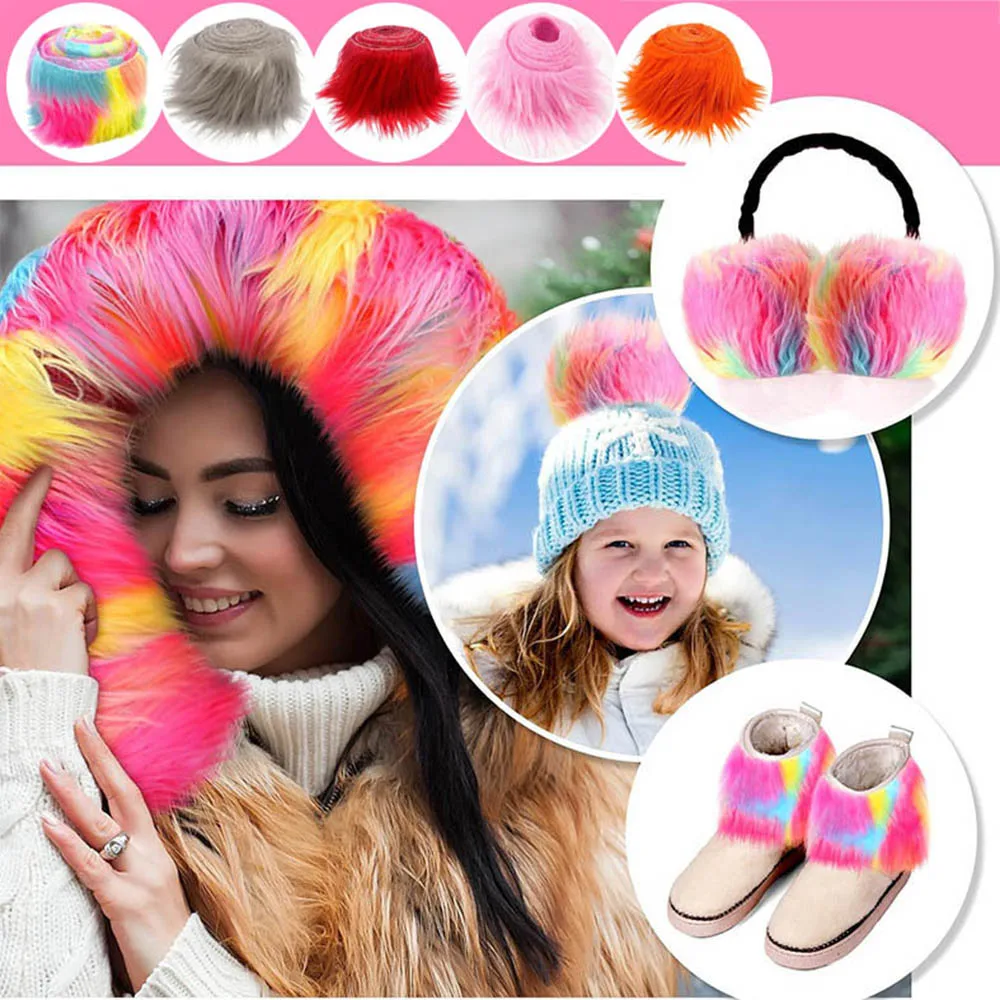 1.5M Faux Fur Ribbon Tape DIY Apparel Sewing Fluffy Trim Trimming Fabric Sewing Plush Fur Stripe Home Christmas Decoration fur fabric