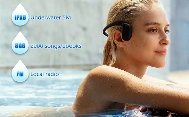 IPX 8 Mp3 Acuatico, 8GB Auriculares De Natación, Funcionan Durante