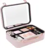 13.4 Inch Travel Makeup Case with Large Lighted Mirror Partitionable Cosmetic Bag Waterproof Portable Cosmetic Organizer (Pink) 1