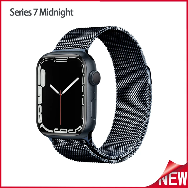 Metal Milanese loop Strap For Apple watch band 7 45mm 44mm 40mm iWatch Series 42mm38mm stainless steel bracelet magnetic 3456 se Series 7 Midnight
