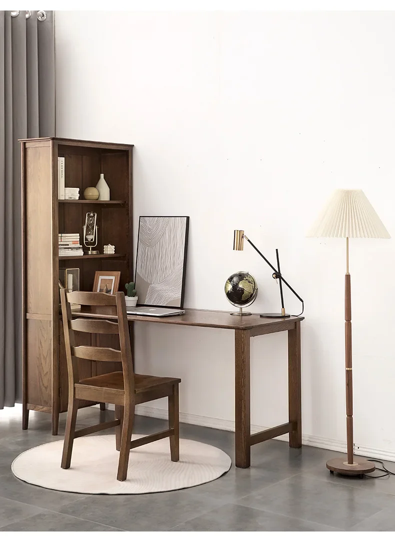 

Full solid wood corner desk with bookshelf combination oak computer desk environmentally friendly writing desk