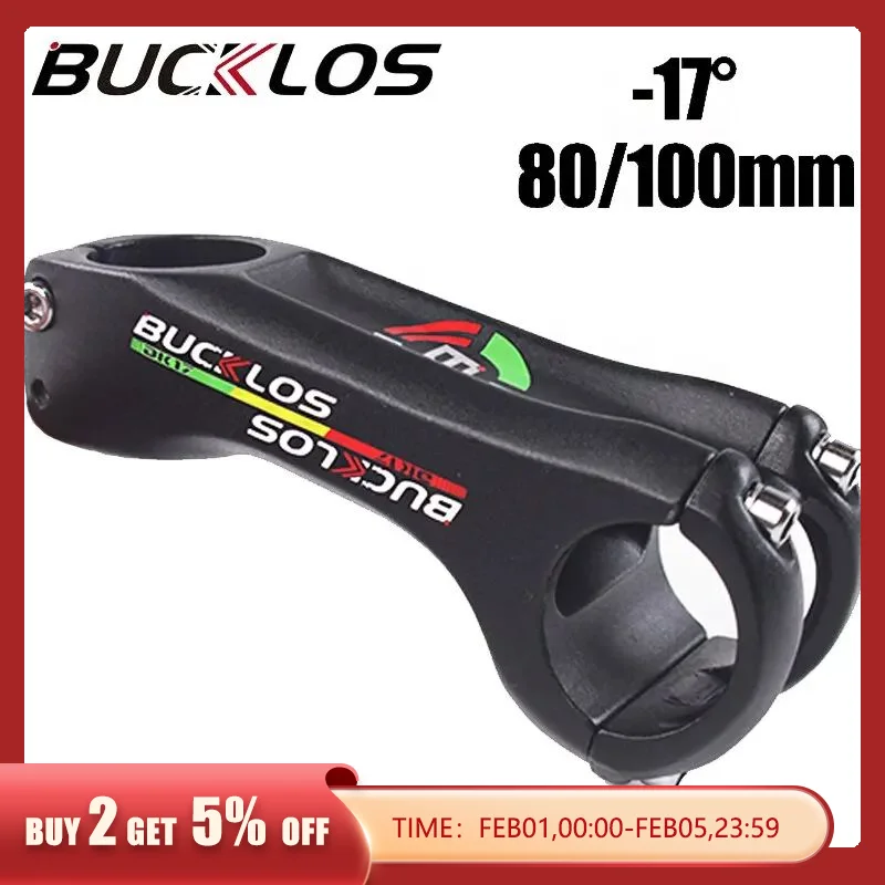 Potence Vélo BUCKLOS 90mm 17° - 31,8mm/28,6mm Aluminium Blanc - VTT/Route