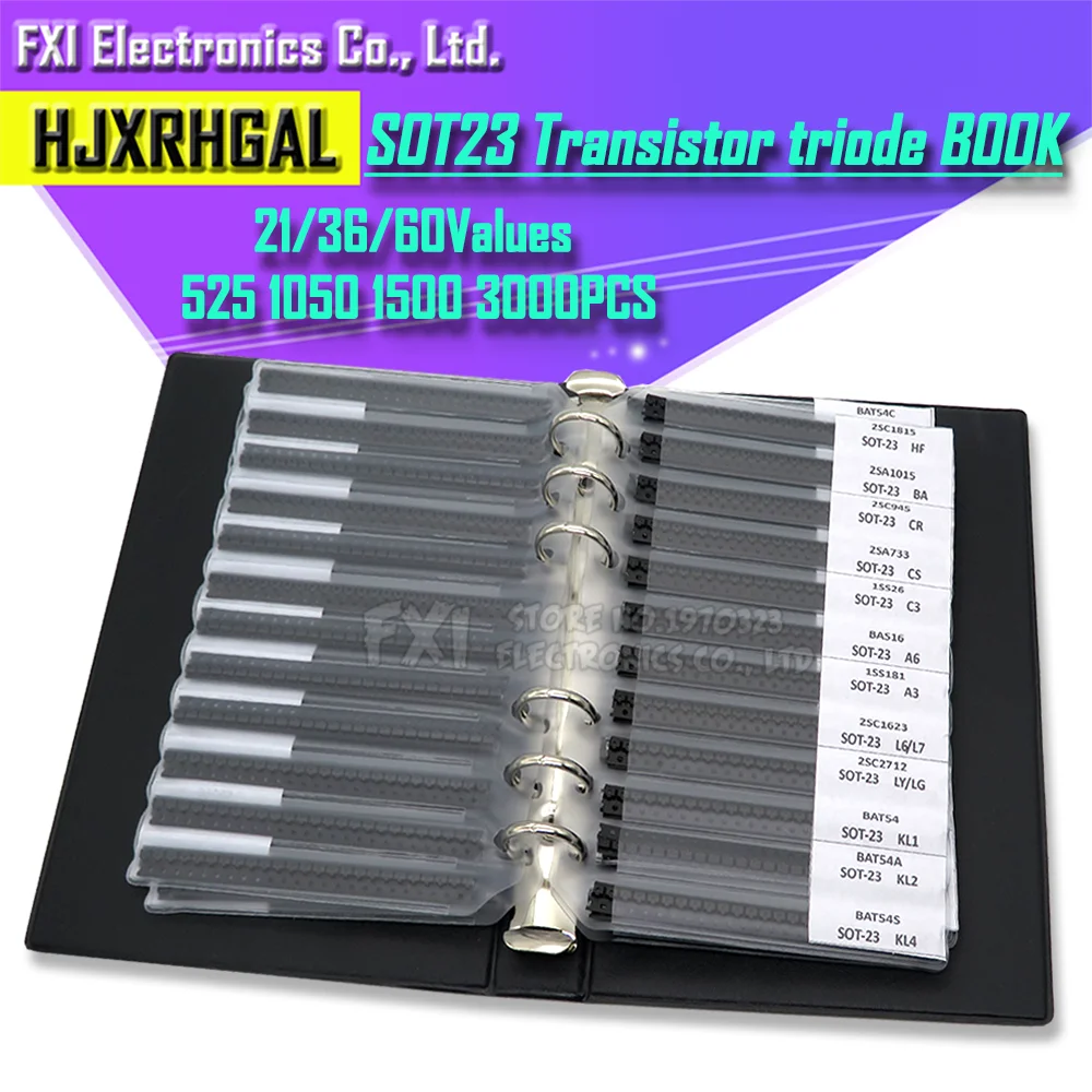 SMD 트랜지스터 트라이오드 키트, SOT23 ibuw 모듬 샘플 북 칩 트라이오드 북, SOT23 S8050 S8550 S9012 TL431 BC847 MMBT2222
