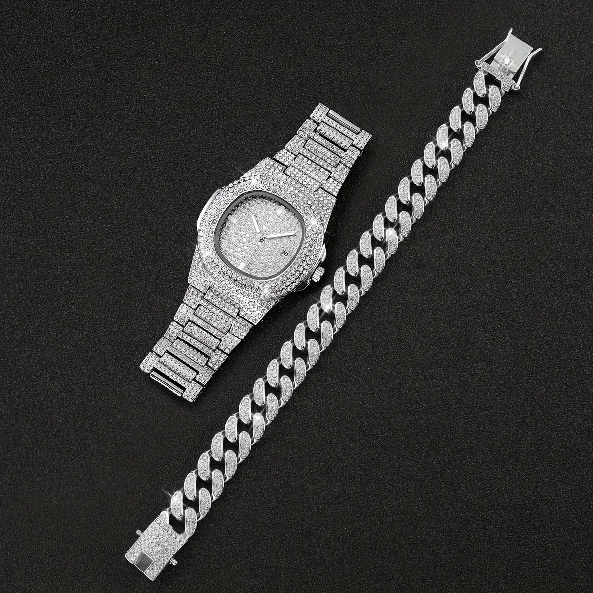 2pcs/set Women's Watch Luxury Rhinestone Quartz Watch Analog Stainless Steel Wrist Watch With Bracelet Set, Gift For Mom Her 6