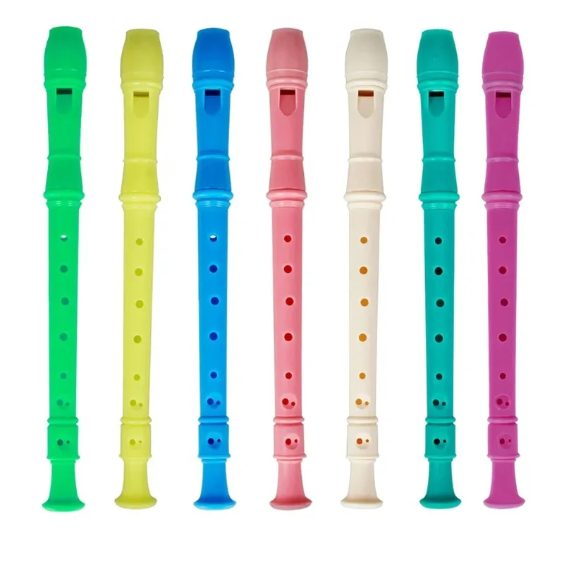 8 Holes Plastic Recorder Long Flute Musical Woodwind Instrument Colorful Clarinet with Cleaning Stick For Children Beginner Gift