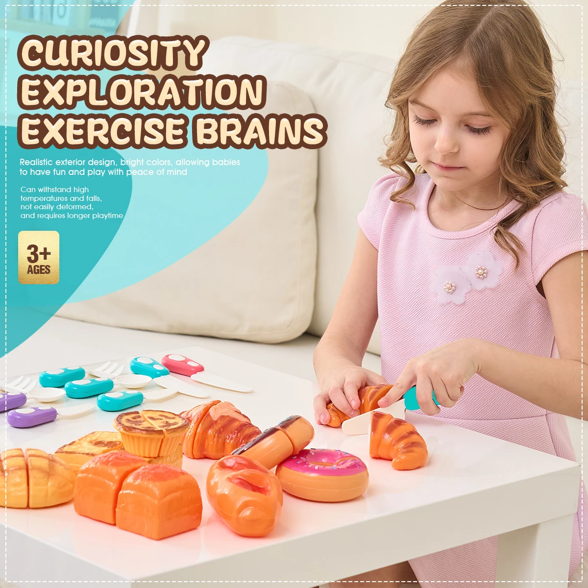 Children's Play Afternoon Tea Kitchen Toy Simulation Bread cutting toys Pastry Girl Tea Break Multi Color Set for Children Gifts