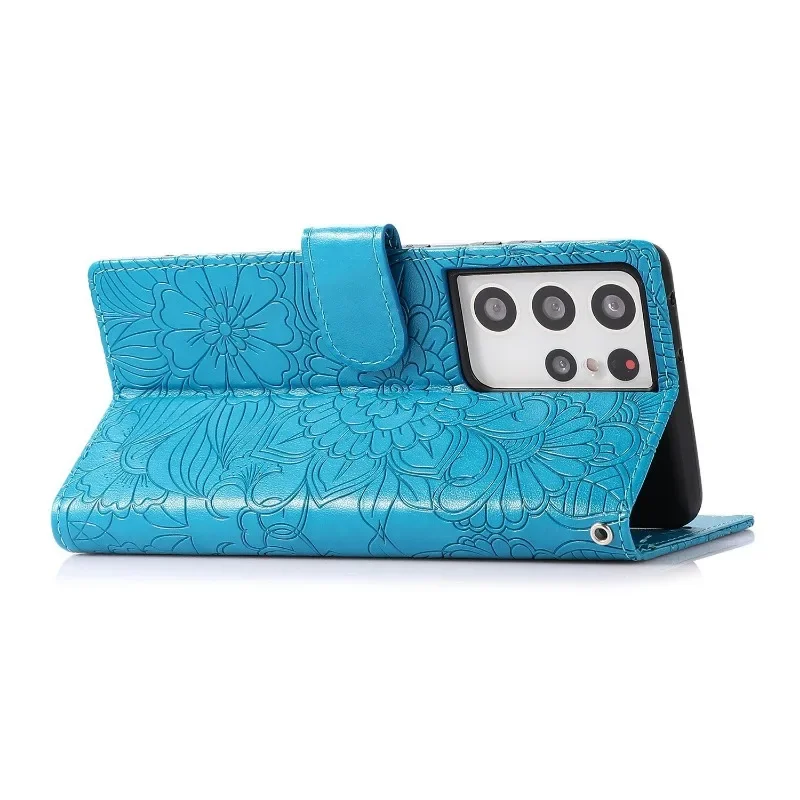 Premium Embossed Leather Wallet Phone Case with Card Holder