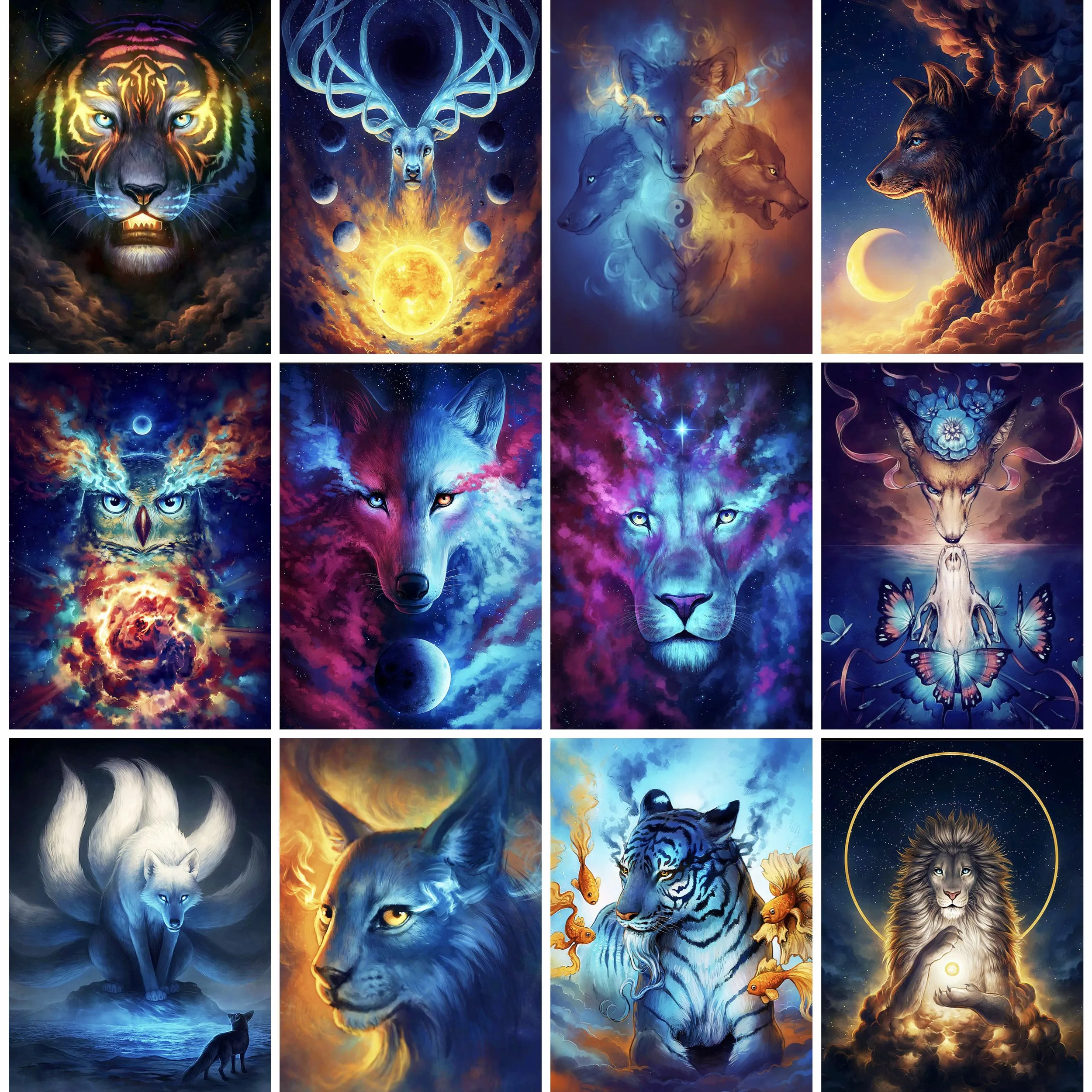 

DIYDP 5D DIY Diamond Painting Fantasy Wolf Art Kit Full Drill Embroidery Cross Stitch Mosaic Art Picture of Rhinestones Decor