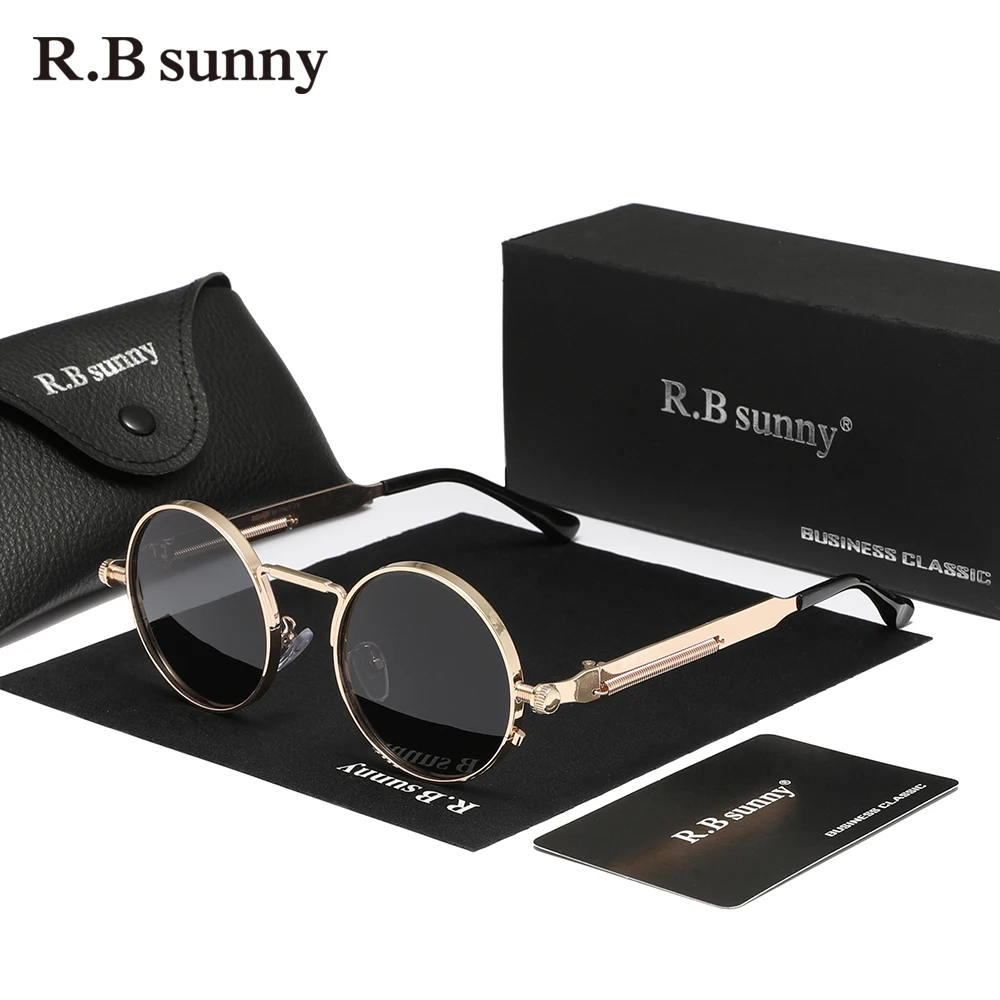 RBsunny 라운드 선글라스, 럭셔리 디자인 빈티지 남성 눈 보호 안경, UV400 편광 낚시 운전 안경, 신제품