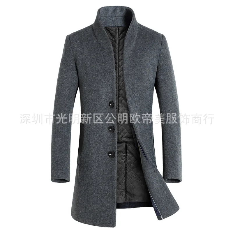 Coat Winter Jacket Men Stand Collar Long Sleeve Overcoat Single-breasted Long Trench Coat Men Cardigan Jacket abrigo hombre trench women long sleeve all match high street outerwear windbreaker elegant abrigo mujer new 2023 autumn and winter oversized