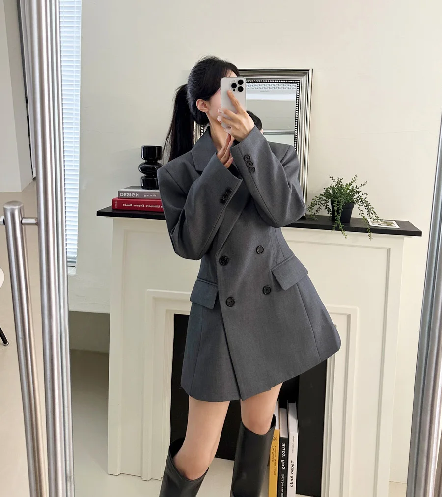 Autumn New Elegant Blazer Coats for Women Long Sleeve Office Lady Korean Fashion Casual Loose Street Trends Solid Blazers Jacket