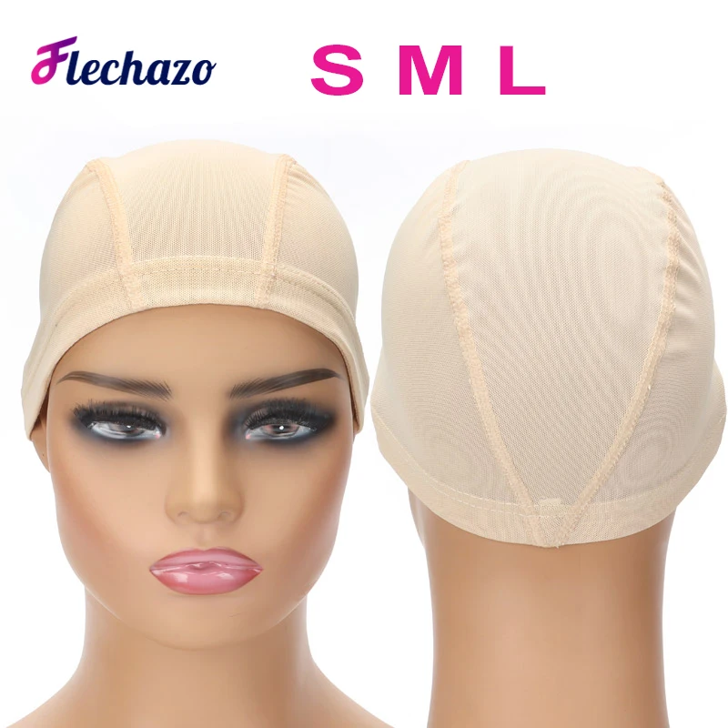 

Durable Mesh Wig Caps to Make Wigs 1Pcs Glueless Weave Cap Hair Net Wig Liner Spandex Elastic Dome Mesh Wig Cap Black Beige