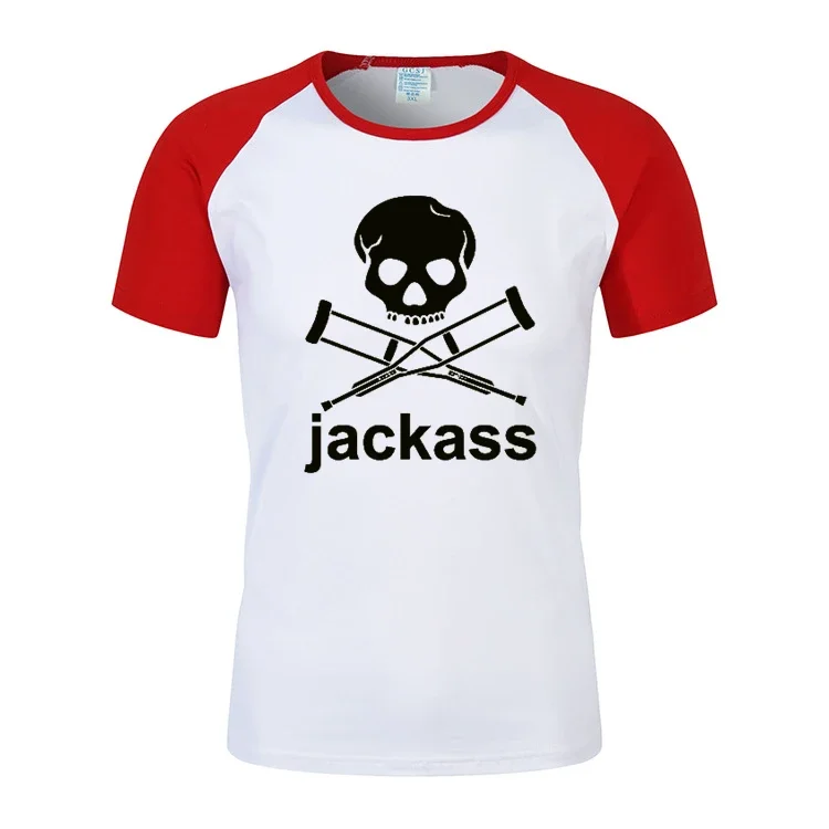 

A1542 Summer New Jackass Forever Logo Printed Custom Made Spliced Men O Neck Short Sleeve T Shirt Leisure Popular Man T-shirt