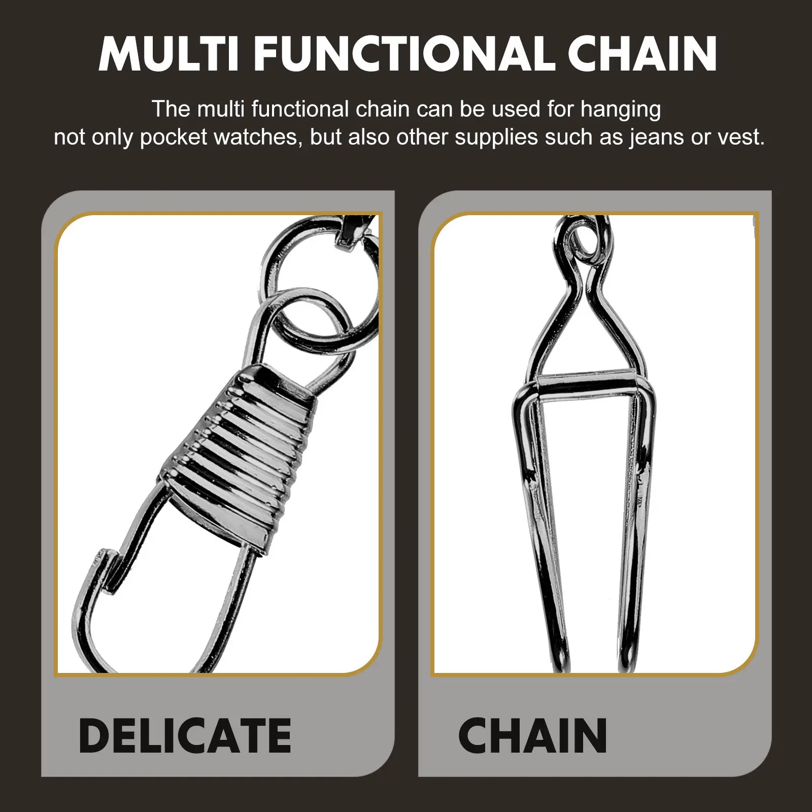 클립 합금 포켓 시계 체인, 튼튼한 레트로 메탈 체인, 포켓 롱 시계 펜던트 액세서리, 목걸이 제작용 체인