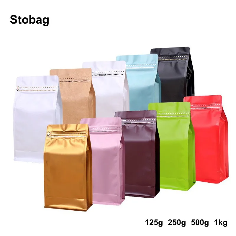 

StoBag 20pcs Coffee Beans Packaging Bag No Valve Aluminum Foil Sealed for Powder Food Nuts Storage Stand Up Reusable Pouches