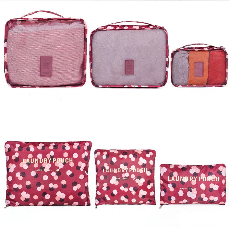 6 PCS Travel Storage Bag Set for Clothes Tidy Organizer Wardrobe Suitcase Pouch Travel Organizer Bag Case Shoes Packing Cube Bag