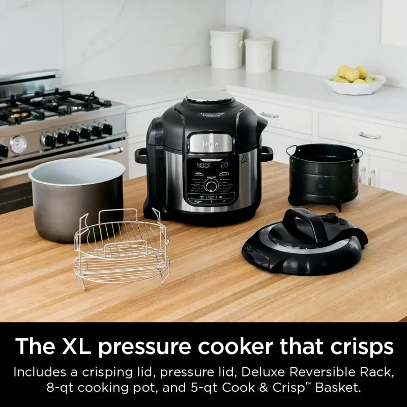 Ninja FD401 LP3 Foodi 12-in-1 Deluxe XL 8 qt. Pressure Cooker & Air Fryer that Steams, Slow Cooks, Sears, Sautés, Dehydrates & 2