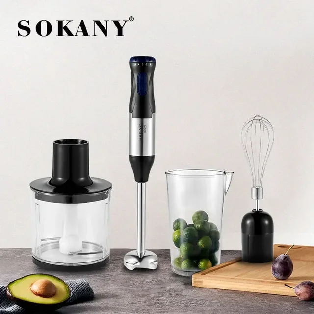 Frullatore ad immersione portatile 4 in 1, 1000 W Frullatore elettrico in acciaio a 5 velocità Gadget da cucina per alimenti per bambini, zuppe, tritare carne 2