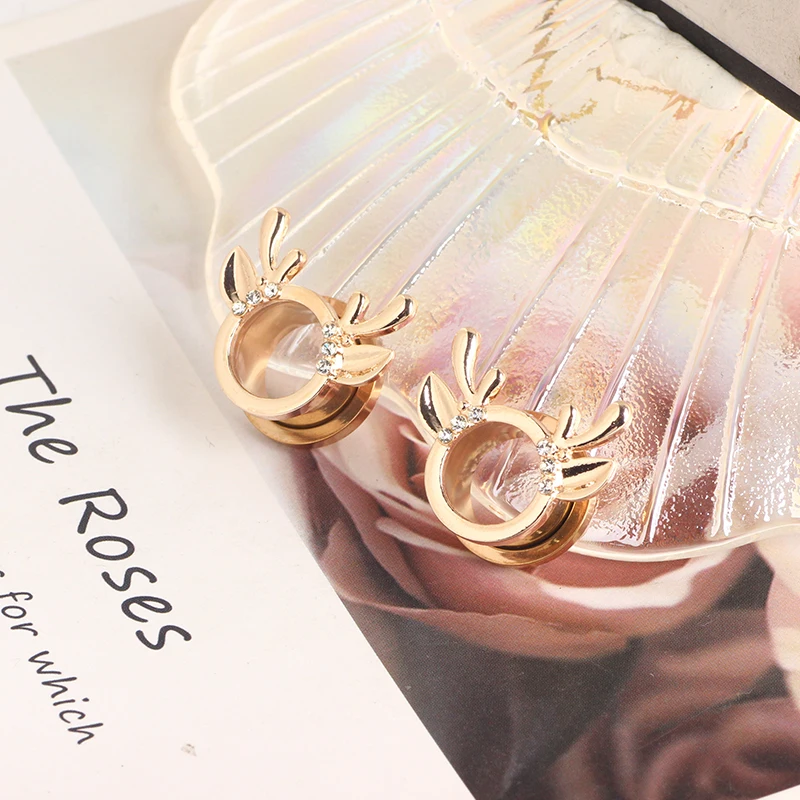 Stainless steel Rose Gold Ear Gauges Piercing Animal Ear Tunnels Plugs Screw Earrings 6-16MM 60pcs