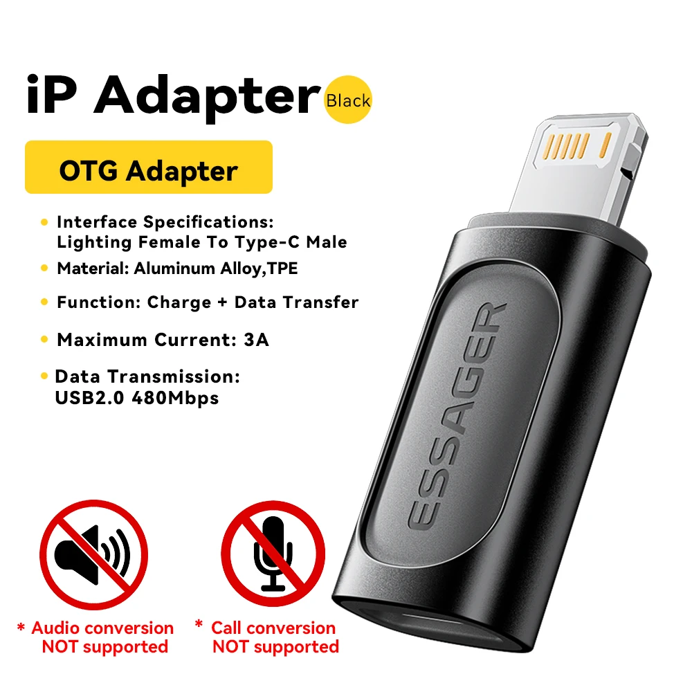 Efficient USB-C to Lightning Adapter - 20W Fast Charging & OTG Capable